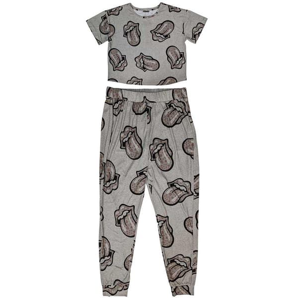 The Rolling Stones Womens/Ladies Heart Logo Pyjama Set Grey XS