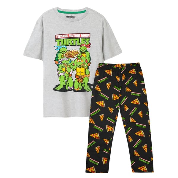 Teenage Mutant Ninja Turtles Mens Logo Pyjama Set Black/Grey L