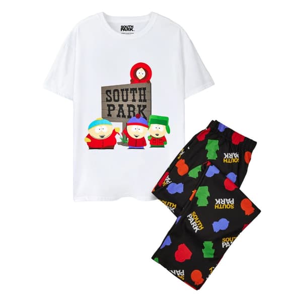 South Park Mens Logo Pyjama Set Black/White S South Park Mens Logo Pyjama Set Black/White S
