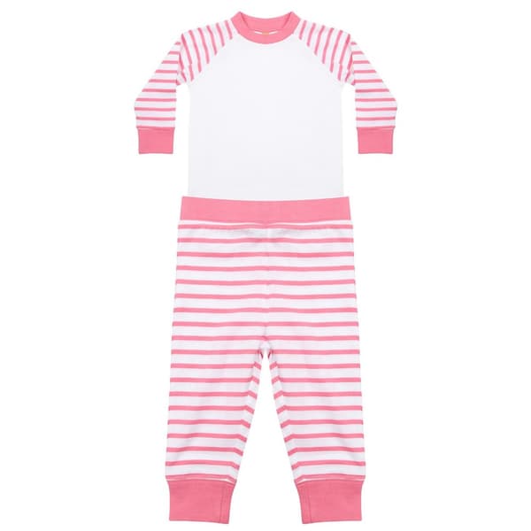 Larkwood Randigt långt pyjamasset för barn/ungdomar Pink/White 18-24 Months