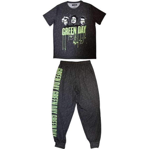 Green Day Unisex Adult Drips Long Pyjama Set Black L