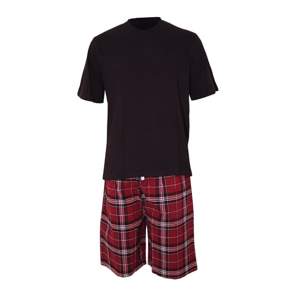 CargoBay Checked Short Lounge Set för herrar Black/Burgundy M