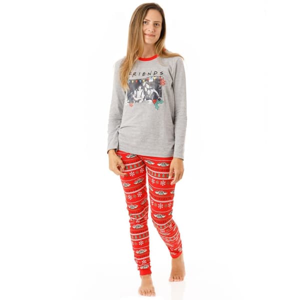 Friends Womens/Ladies Christmas Long Pyjama Set Red M