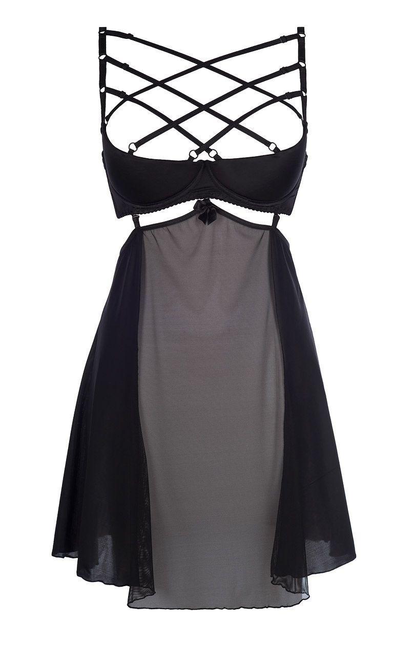 Mokka makaronit babydoll paidan V-7859, musta, 80A