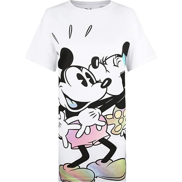 Disney Womens/Ladies Mickey & Minnie Mouse Gradient Pyjama Top White/Black/Pink M