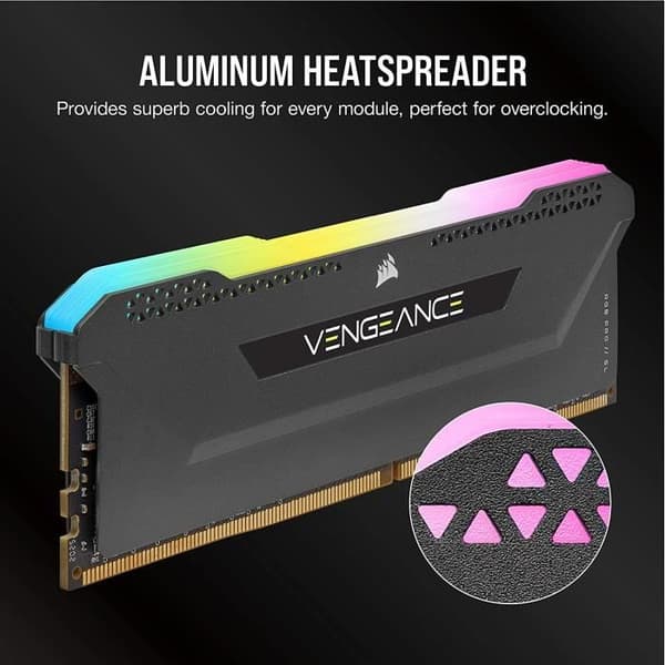 RAM-minne - CORSAIR - Vengeance RGB Pro SL DDR4 - 16GB 2x8GB DIMM - 3200 MHz - 1,35V - Svart (CMH16GX4M2E3200C)