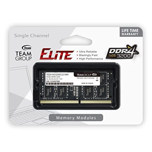 TEAM Elite - DDR4 - modul - 16 GB - SO DIMM 260-PIN - 3200 MHz / PC4-25600 - CL22 - 1,2 V - ubufferet - ikke-ECC (TED416G3200C22-S01)