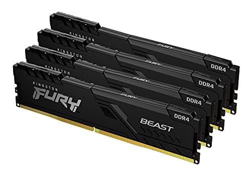 Kingston FURY Beast - DDR4 - Kit - 64 GB: 4 x 16 GB - DIMM 288-PIN - 3200 MHz / PC4-25600 - CL16 - 1,35 V - ubufferet - ikke-ECC - sort (KF432C16BBK4/