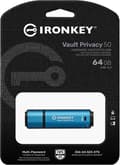 Miniatyrbild 6 av 6: IronKey Vault Privacy 50 - säker USB-flashenhet 64GB - Blå