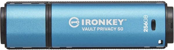 IronKey Vault Privacy 50 - turvallinen USB-muistitikku 256 Gt - sininen musta, Sininen