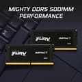 Pikkukuva 2 / 3: Kingston FURY Impact DDR5 -moduuli 16 Gt SO DIMM 262-PIN 4800 MHz / PC5-38400 - CL38 - 1,1 V - puskuroimaton - on-die ECC (KF548S38IB-32)