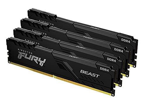 Kingston FURY Beast - DDR4 - Kit - 32 Gt: 4 x 8 Gt - DIMM 288-PIN - 3600 MHz / PC4-28800 - CL17 - 1,35 V - puskuroimaton - ei-ECC - musta (KF436C17BBK