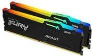 Kingston FURY Beast RGB - DDR5 - Kit - 32 Gt: 2 x 16 Gt - DIMM 288-PIN - 5200 MHz / PC5-41600 - CL36 - 1,25 V - puskuroimaton - die ECC - musta
