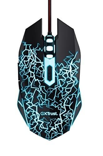 Trust Gaming GXT 105 gamingmus med LED-lysdesign, 800-4000 DPI, 6 knapper, gamingmus til pc, bærbar computer, spillekonsol, sort, 24618