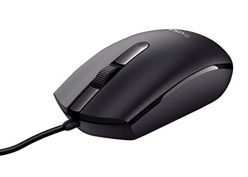 Trust Basi Mus med USB-kabel, 3 knapper, computer/laptop/pc - sort