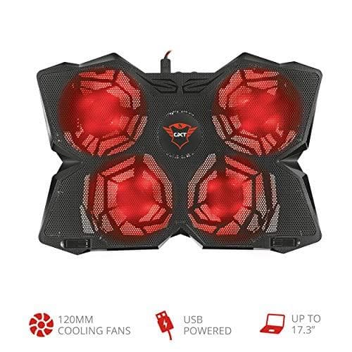 Trust Gaming GXT 278 Yozu kannettavan tietokoneen jäähdytysteline 17,3 tuuman pelikannettaville, punainen valo, USB-virtajohto, jäähdytyslevy 3 asento