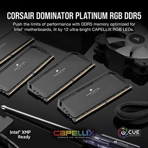 CORSAIR Dominator Platinum RGB - DDR5 - Kit - 64GB: 2 x 32GB - DIMM 288-PIN - 5600MHz / PC5-44800 - CL40 - 1,25V - Svart