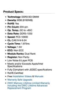 Miniatyrbild 3 av 6: Other World Computing DDR3-modul 8 GB SO DIMM 204-PIN 1333 MHz / PC3-10600 CL9 1,5 V obuffrad icke-ECC för Apple Mac mini (mitten av 2011), MacBook Pr