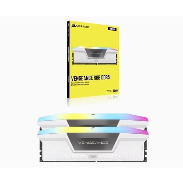 RAM-minne - CORSAIR - Vengeance RGB DDR5 - 32GB 2x16GB DIMM - 6000 MHz - 1,35V - Vit (CMH32GX5M2D6000C36W)