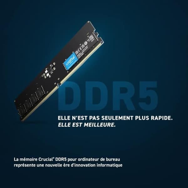 RAM - CRUCIAL - DDR5-4800 UDIMM - 16 GB (CT16G48C40U5)