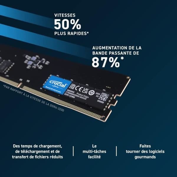 RAM - CRUCIAL - DDR5-4800 UDIMM - 16 GB (CT16G48C40U5)