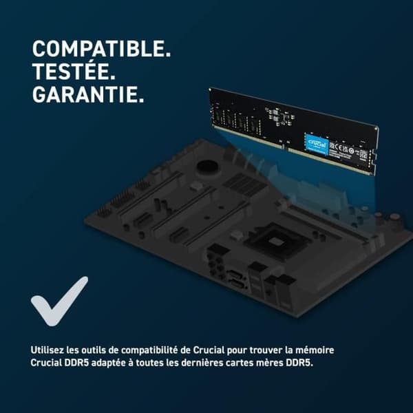 RAM - CRUCIAL - DDR5-4800 UDIMM - 16 GB (CT16G48C40U5)