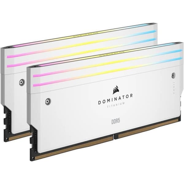 RAM-minne - CORSAIR - Dominator Titanium RGB DDR5 - 32GB 2x16GB DIMM - 6600MT/s - Intel XMP 3.0 - 1.40V - Vit (CMP32GX5M2X6600C