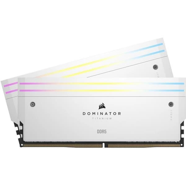 RAM-minne - CORSAIR - Dominator Titanium RGB DDR5 - 32GB 2x16GB DIMM - 6600MT/s - Intel XMP 3.0 - 1.40V - Vit (CMP32GX5M2X6600C