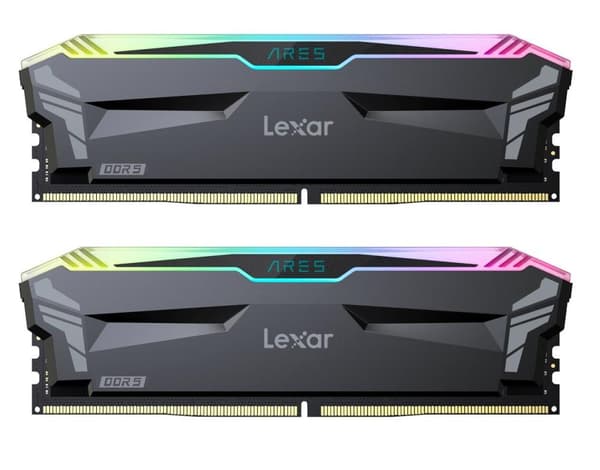 Lexar 32GB Kit (2x16GB) Ares DDR5 6000 CL30 1.35V Memory with heatsink and RGB lighting,Dual pack, Black Color