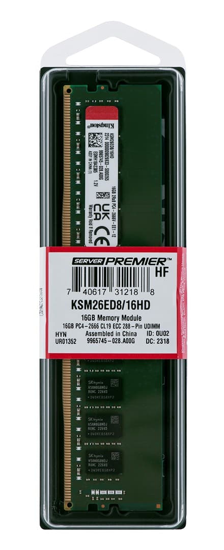 Kingston UDIMM ECC 16GB DDR4 2Rx8 Hynix D 2666MHz PC4-21300 KSM26ED8/16HD