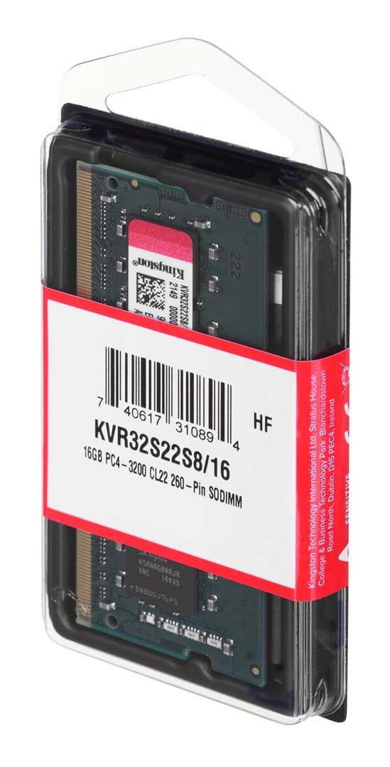 Kingston Technology KVR32S22S8/16 muistimoduuli 16 GB 1 x 16 GB DDR4 3200 MHz