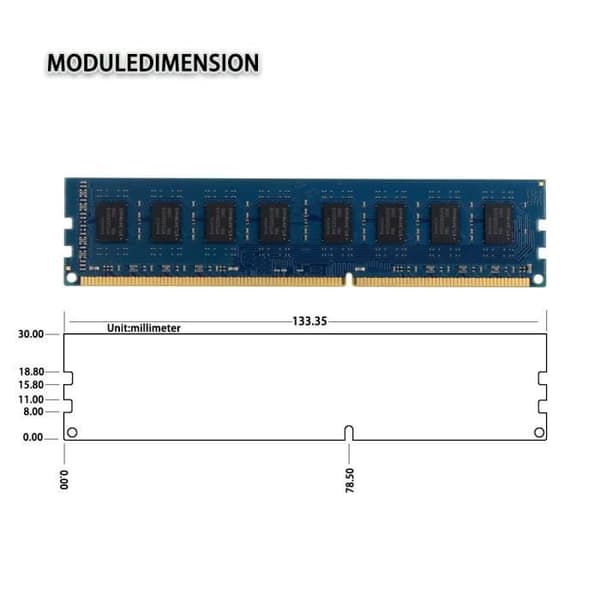 4GB DDR3 1600MHz DIMM PC3-12800 CL11 1,5v (240 PIN) 2RX8 icke-ECC, obuffrat skrivbordsminne RAM kompatibel med Intel AMD System- USED