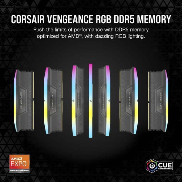 Corsair Minnesram Vengeance Rgb Cmh64 C40 Amd 64gb 2x32gb Ddr5 5200mhz Silver