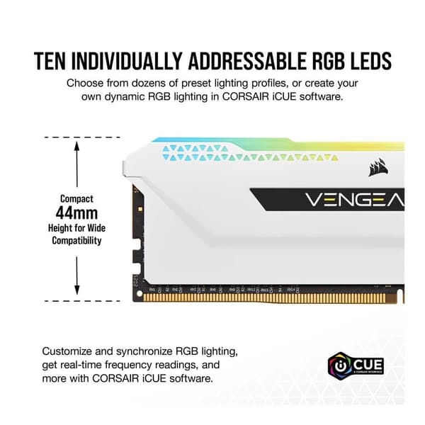 Corsair Ram-minne Vengeance Rgb Pro 16gb 2x8gb Ddr4 3600mhz Vit
