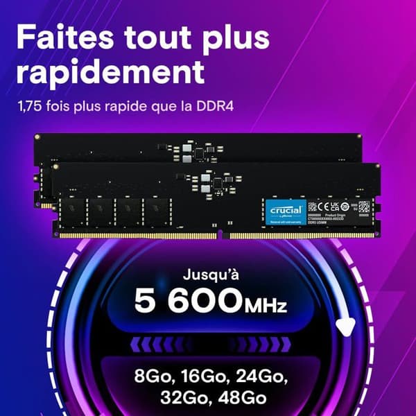 CRUCIAL RAM 8GB DDR5 5600MHZ (ELLER 5200MHZ ELLER 4800MHZ) DISKTOPMINNE