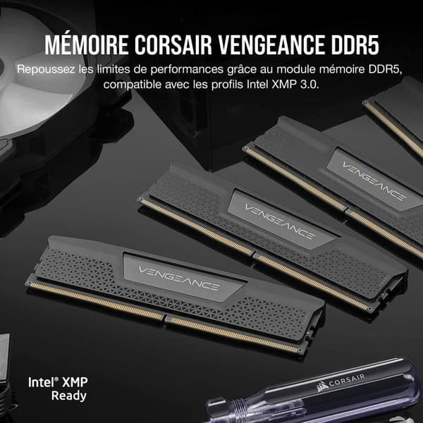 RAM-minne - CORSAIR - Vengeance RGB DDR5 RAM 32GB (2x16GB) 6000MHz CL30 Intel XMP iCUE-kompatibel - Svart (CMH32GX5M2B6000C30)