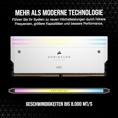 Corsair DOMINATOR TITANIUM RGB DDR5 6600MT/s 32GB 2x16GB Hvid - 32 GB - DIMM (CMP32GX5M2X6600C32W)