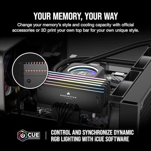 CORSAIR Dominator Titanium RGB DDR5 RAM 64GB (4x16GB) DDR5 6400MHz CL32 Intel XMP iCUE-kompatibelt datorminne - svart (CMP64GX5M4B6400C32)
