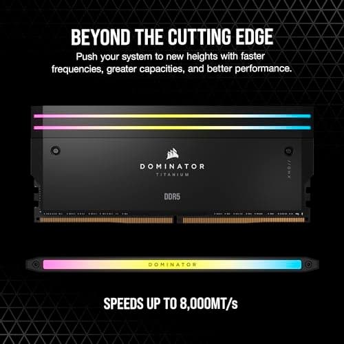 CORSAIR Dominator Titanium RGB DDR5 RAM 64GB (4x16GB) DDR5 6400MHz CL32 Intel XMP iCUE-kompatibelt datorminne - svart (CMP64GX5M4B6400C32)