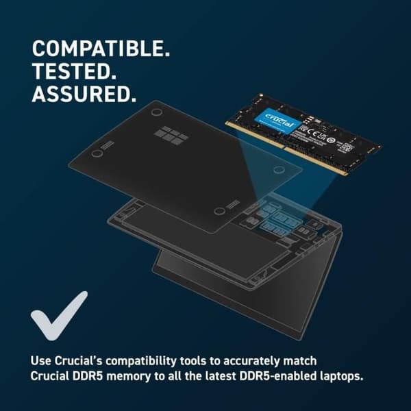 RAM-minne - CRUCIAL - DDR5-4800 SODIMM - 16 GB (CT16G48C40S5)