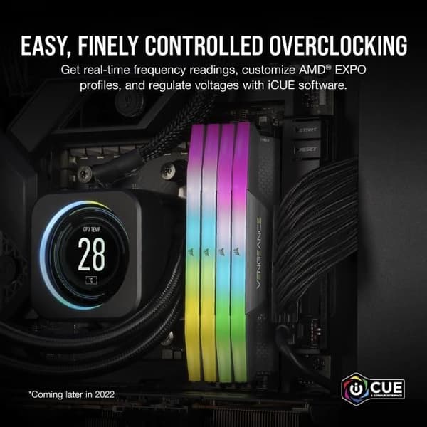 RAM-minne - CORSAIR - Vengeance RGB DDR5 RAM 32GB (2x16GB) 6000MHz CL36 AMD Expo iCUE-kompatibel - Grå (CMH32GX5M2E6000Z36)