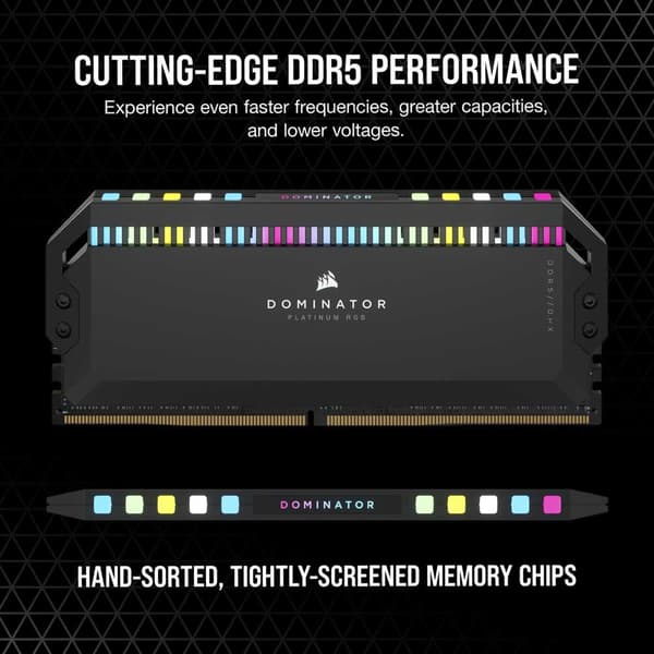 Corsair Dominator Platinum Rgb 32gb 2x16gb Ddr5 5600mhz Ram Svart