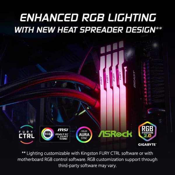 Kingston Kf564c32bbea-16 Fury Beast Rgb 1x16gb Ddr5 6400mhz Ram-muisti