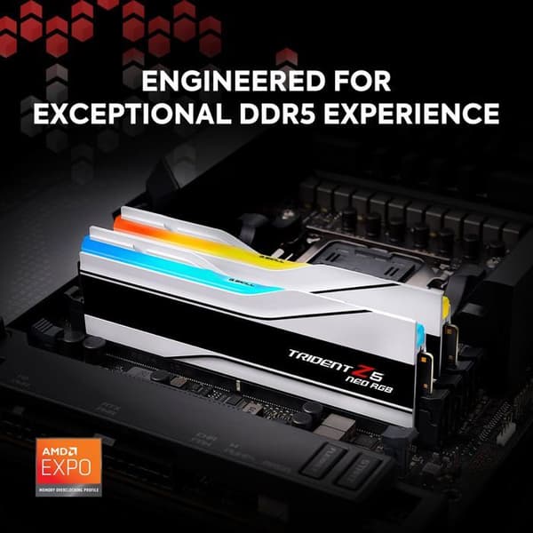 RAM - GSKILL - Trident Z5 Neo RGB-serien - 64 GB - DDR5 6000 MHz CL30 - Vit - Dual Channel