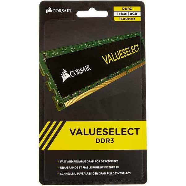 CORSAIR DDR3 PC-minne - 8 GB DIMM - 1600 MHz - 11-11-11-30, 1,5 V (CMV8GX3M1A1600C11)