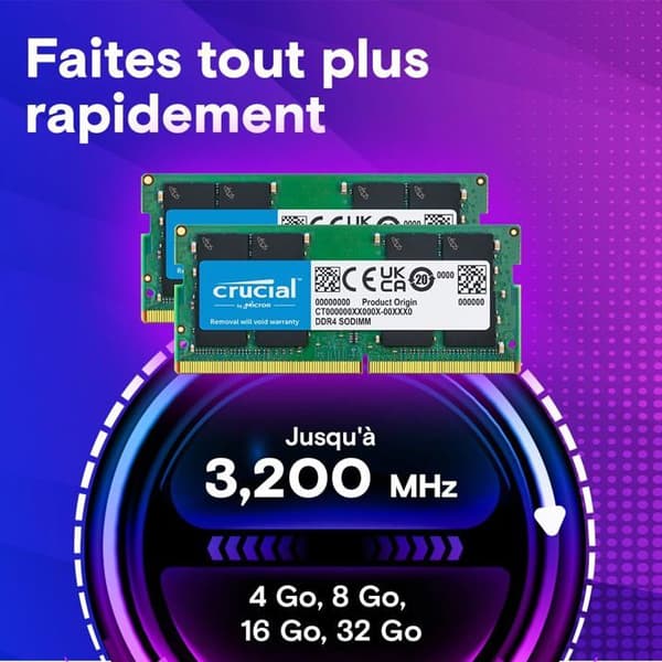 DDR4 Memory Kit 64GB (32GB x 2) 3200MT/S PC4-25600 CL22 DRX8 SODIM 260P Svart