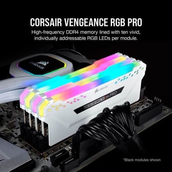RAM-minne - CORSAIR - Vengeance RGB Pro Series DDR4 - 16GB 2x8GB DIMM - 3200 MHz - 1,35V - Vit (CMW16GX4M2C3200C)
