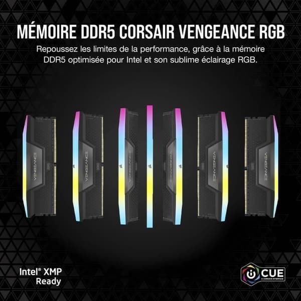 RAM-minne - CORSAIR - Vengeance RGB DDR5 - 64Go - 6000MHz - CL30 - Svart