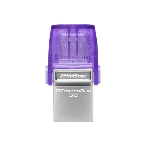 Kingston DataTraveler microDuo 3C - USB flash-enhet - 256 GB Rostfritt stål, Lila