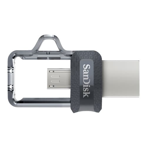 SanDisk Ultra Dual M3.0 - USB flash-enhet - 256 GB Svart, Silver, Transparent